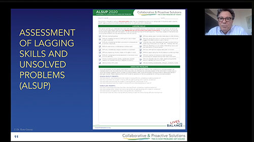 Video thumbnail that reads "Assessment of lagging skills and unsolved problems (ALSUP)